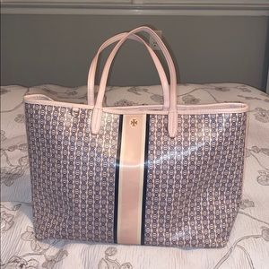 Tory Burch: Pink Gemini Link Canvas Tote